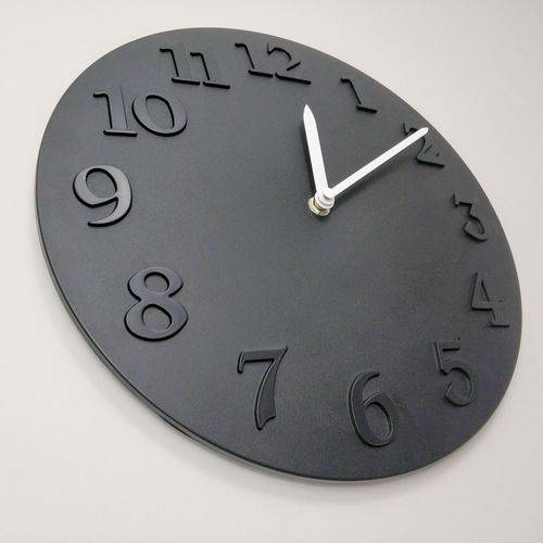 Relógio Parede Decorativo Preto Relevo 30cm