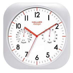 Relógio Parede Design 27QB 27cm Prata Termohigrometro Haller
