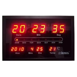 Relógio Parede Digital Mede Temperatura e com Calendário