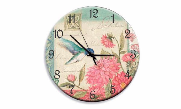 Relógio Parede Floral Beija Flor - Tecnolaser