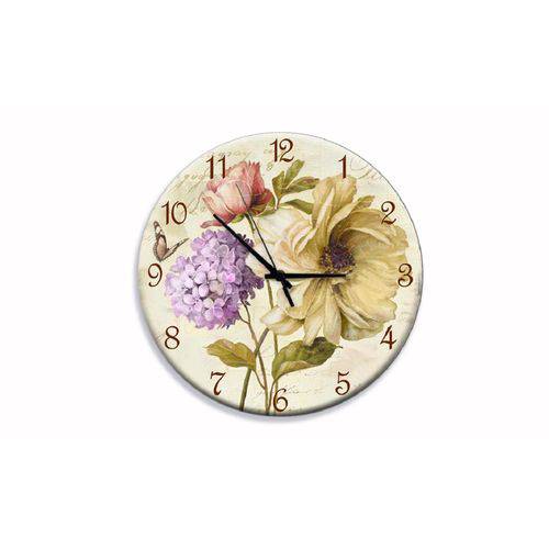 Relógio Parede Flores Vintage