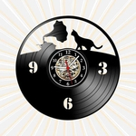 Relógio Parede Gato Vitrola Musica Vinil LP Decoração Retrô