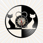 Relógio Parede Gatos Cats Namorados Pet Casal Vinil LP Retrô