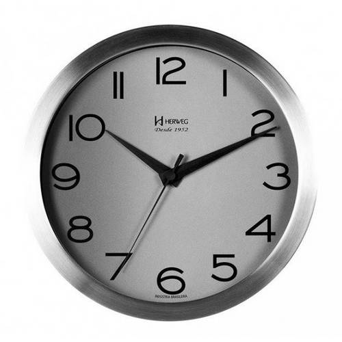 Relógio Parede Herweg 6717 079 Aluminio Escovado 40cm