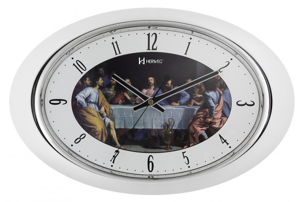 Relógio Parede Herweg Santa Ceia Branco 40cm X 36,2cm - Ref 6354