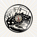 Relógio Parede Jogos Poker Dados Vinil LP Decoração Retrô