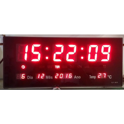 Relógio Parede Led 3615 Vm Calendario Termômetro Alarme