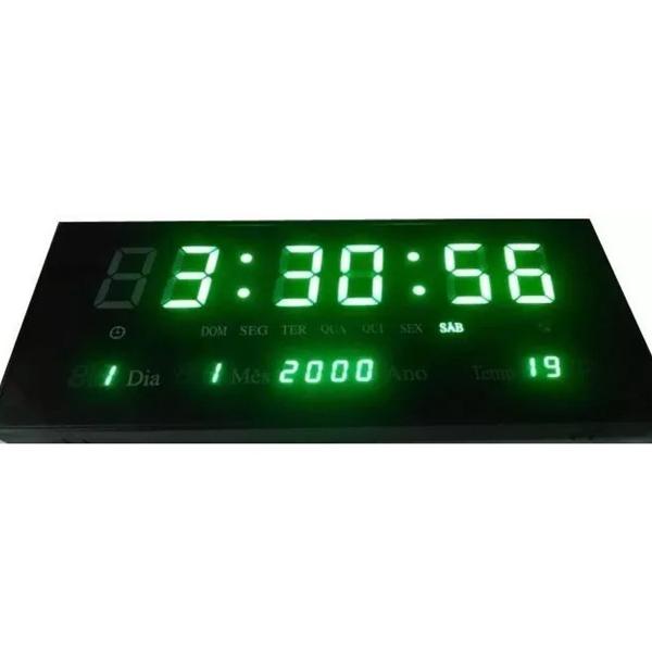 Relógio Parede Led Digital 36cm Data Termometro Calendário - Biashop