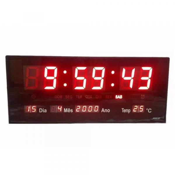 Relógio Parede Led Digital Temperatura Calendário Alarme LE-2111 - Lelong