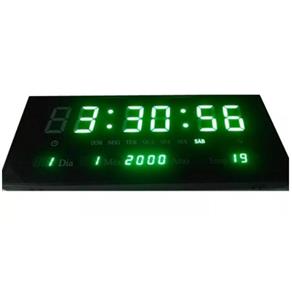 Relógio Parede Led Verde Digital Temperatura 33Cm Sing Clock