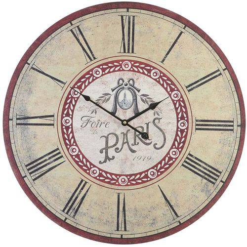 Relógio Parede Mdf Foir de Paris 1919 Decora 60cm Vetro #767
