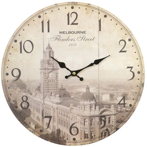 Relógio Parede Mdf Melbourne 1854 Australia 34cm Vetro #477