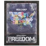 Relógio Parede Mdf Retrô Freedom Usa Map 29x37cm Vetro 682