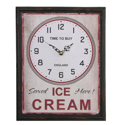 Relógio Parede Mdf Retrô Time Ice Cream 29x37cm Vetro 705