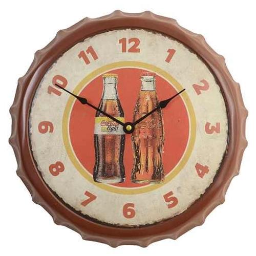 Relógio Parede Mdf Tampa Garrafa Coca Cola 34cm Vetro 606