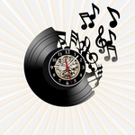 Relógio Parede Notas Musicais Voando Vinil LP Decoração Arte