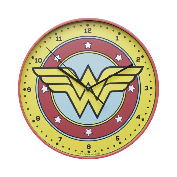 Relógio Parede Plástico Dc Or Wonder Woman Logo Amarelo/vermelho 31,5x4x31,5cm - Urban