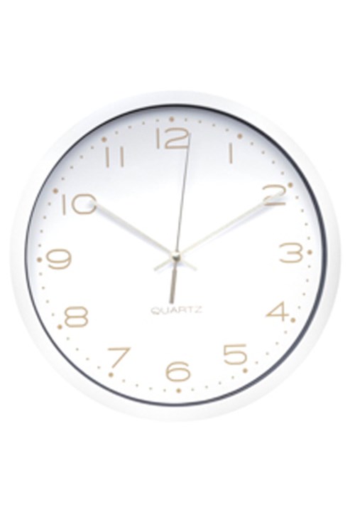 Relógio Parede Plástico Essential Round Branco e Dourado 25,4X4X25,4 Cm Urban
