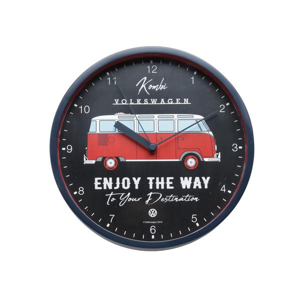 Relogio Parede Plastico Vw Kombi Enjoy The Way Preto/ Vermelho 22.5x4.1x22.5cm - Urban