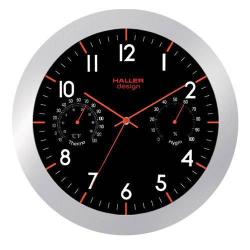 Relógio Parede Prata 25cm Termohigrômetro Design25RP Kienzle
