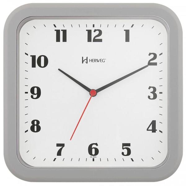 Relógio Parede Quadrado Cinza Moderno 23 Cm Herweg 6145-24