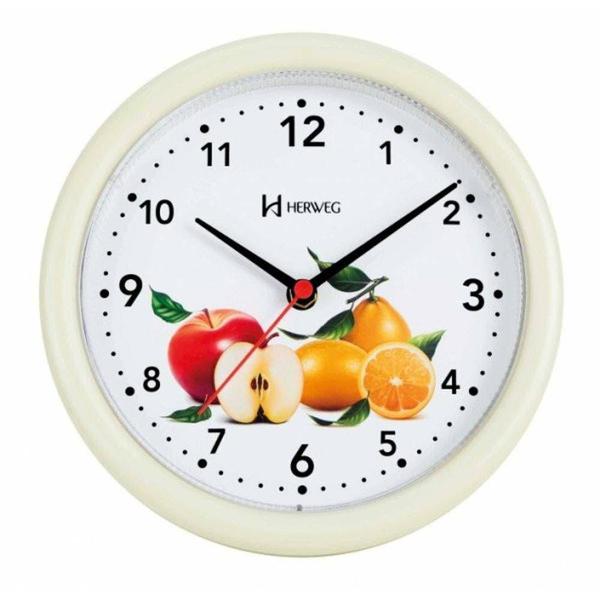 Relógio Parede Redondo Cozinha Frutas 22 Cm Herweg 6105-21