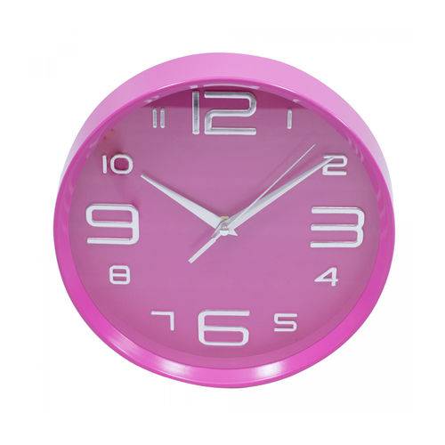Relógio Parede Rosa Arredondado 25x25cm