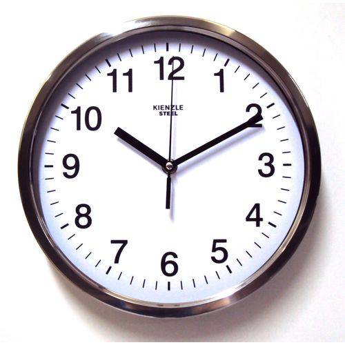 Relógio Parede Steell 25cm Aço Inox Polido Cromado Kienzle