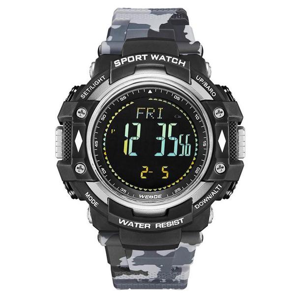 Relógio Pedômetro Masculino Weide Digital WA9J001 - Cinza Camuflado