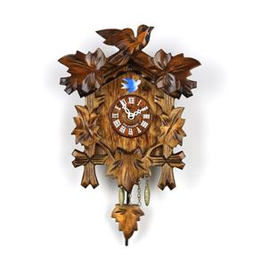 Relógio Pêndulo Clássico a Pilha com Som Cuco 5 Folhas e 1 Pássaro 0825Qp Marrom
