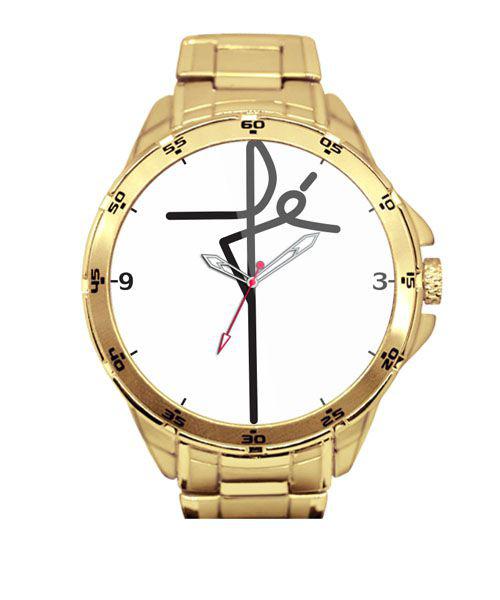 Relógio Personalizado Dourado Fé 5776 - Neka