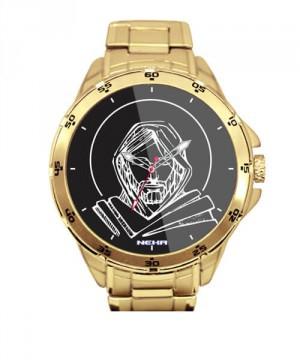 Relógio Personalizado Dourado Jesus Cristo Moderno Preto 5776 - Neka