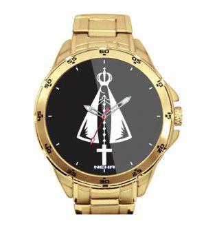 Relógio Personalizado Dourado Nossa Senhora Aparecida Terço 5776 - Neka