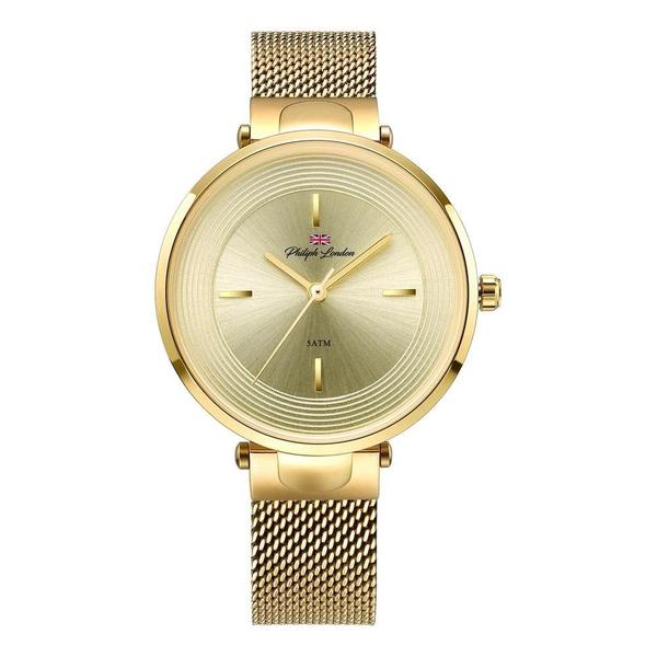 Relógio Philiph London Feminino Ref: Pl81030145f Ch Social Dourado