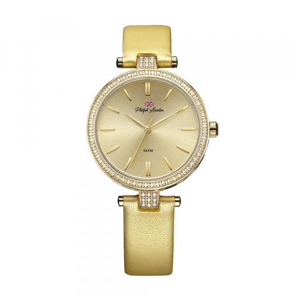 Relógio Philiph London Feminino Ref: Pl81019142f Social Dourado