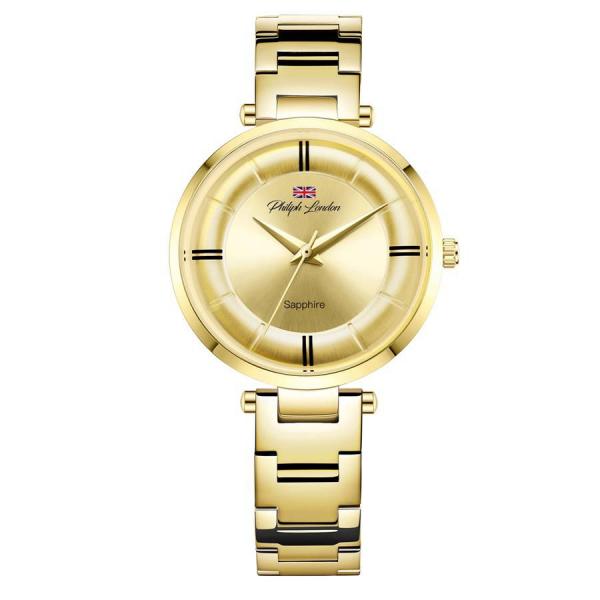 Relógio Philiph London Feminino Ref: Pl81040145f Ch Safira Dourado