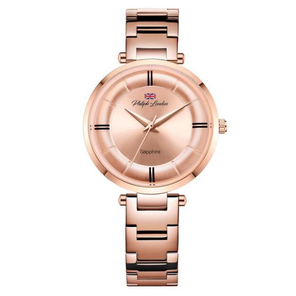 Relógio Philiph London Feminino Ref: Pl81041113f Rs Safira Rosé