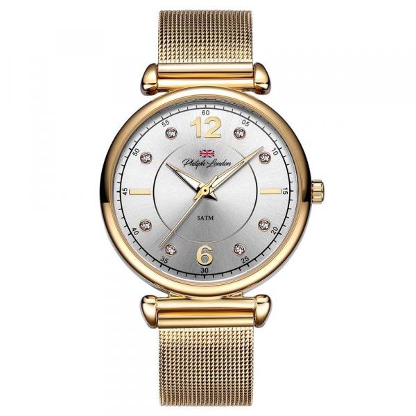 Relógio Philiph London Feminino Ref: Pl81024145f Social Dourado