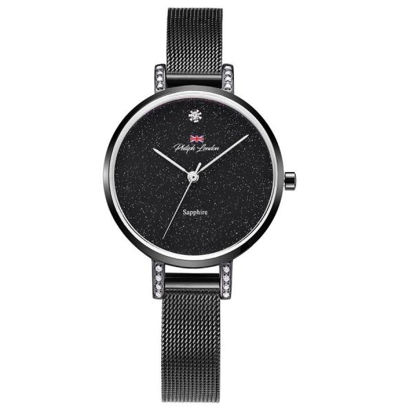 Relógio Philiph London Feminino Ref: Pl81051113f Pr Safira Black