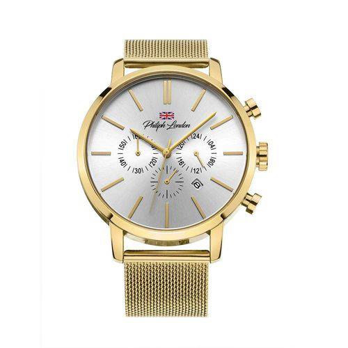 Relógio Philiph London Masculino Ref: Pl80059645m Si Cronógrafo Dourado