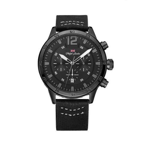 Relógio Philiph London Masculino Ref: Pl80071612m Pr Cronógrafo Black