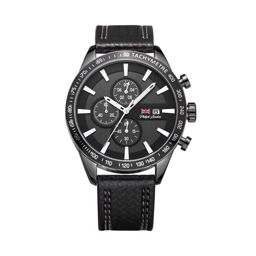 Relógio Philiph London Masculino Ref: Pl80038612m Cronógrafo Black