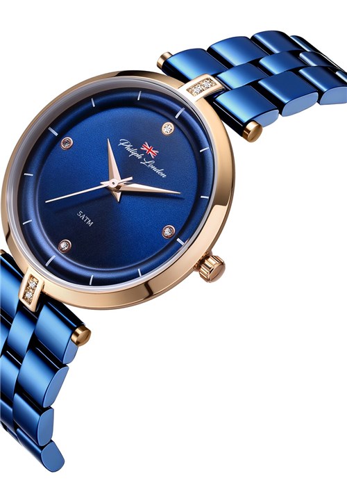 Relógio Philiph London PL81016113F Azul e Rosê