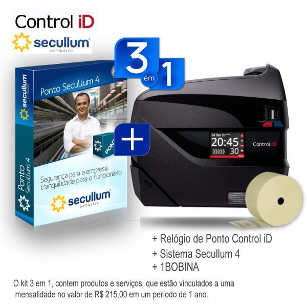 Relógio Ponto Biométrico IDClass 1510 + Contrato (SECULLUM+CONTROL ID +1 BOBINA) - Kit Control=secullum