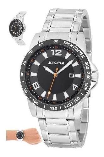 Relógio Prata Magnum Masculino Ma33086t Casual Prateado