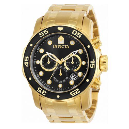 Relógio Pro Diver Pulseira Banhada Á Ouro 18k Resistente à Água - Invicta