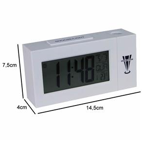 Relógio Projetor de Horas Digital com Termômetro Alarme BRANCO CBRN02818