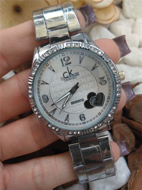 Relógio Pulseira Metal Coração Vazado Prata/prata 4217