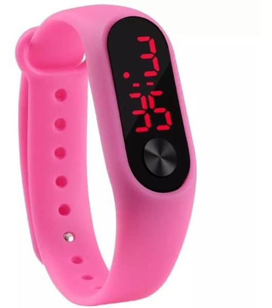 Relógio Pulseira Silicone Digital Led Sport Adulto Infantil Rosa M3 - Daf