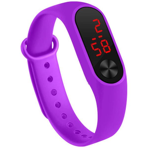 Relógio Pulseira Silicone Digital Led Sport Adulto Infantil Roxo Lilás M3 - Daf